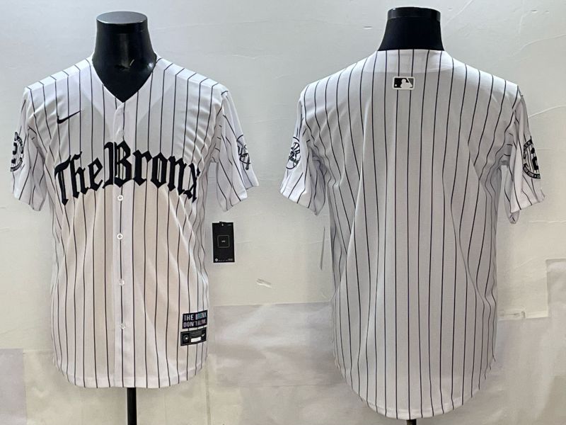 Men 2025 New York Yankees Blank White Stripe Five generations Joint Name Nike MLB Jersey style 01->new york yankees->MLB Jersey